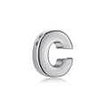 Charm a cuore a forma di C in argento S925 lucido con finitura metallica brillante - Ciondolo con iniziale / Oro Bianco (C)