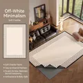 Washable cream chenille rug with black checkered edges and anti-slip grey backing - Removable And Washable Chenille - Light White Style