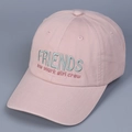 Pink cotton baseball cap with blue Friends and New York Girl Crew embroidery - M (56-58cm) / Pink