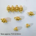 Polished gold magnetic jewelry clasp with triple-ring design for DIY bracelets, 7x12mm - Burger Style / Gold
