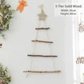 Handmade 5-tier wooden branch Christmas tree wall hanging decoration, 36x60cm size - 5-Tier Natural Log Tree (36x60cm)
