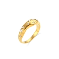 Anillo de onda irregular chapado en oro de 18K con circonitas en fondo blanco - US 6 / Dorado (R4573)