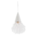 Gnomo navideño blanco con gorro de punto de diamante y barba rizada de piel sintética - Barba Rizada / Blanco