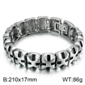 Men's punk stainless steel square link bracelet with black enamel cross star patterns - Cross Star Black Enamel Style (KB47541-D)