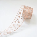 Sparkly rose gold sequin polka dot sheer chiffon ribbon for Christmas gift wrapping - Width 6.3cm Length 10m / Rose Gold Polka Dot