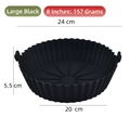 8-inch black silicone air fryer liner with heat-resistant handles and wave bottom - L (8 Inch) / Black