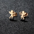 Rose gold Cupid angel stud earrings in stainless steel with bow and arrow design - Cupid / Rose Gold