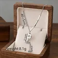 Silver titanium steel tassel necklace with letter P pendant and geometric cube detail - Letter P / Silver