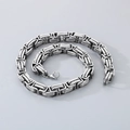 Silver Byzantine chain necklace for men in heavy stainless steel with lobster clasp - 12mm / Necklace 60cm / Steel