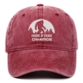 Casquette de baseball bordeaux délavée avec broderie Sasquatch blanche et slogan rétro - Bordeaux