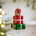 Three-tier vintage Christmas gift box ornament in green, red, and gold colors - Gift Box