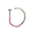 Close-up of D-shaped stainless steel body jewelry with a vibrant rainbow finish - Style B / 0.8x8mm / Colorful