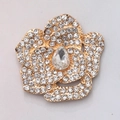 Spilla camelia scintillante placcata in oro con strass di cristallo bianco e diamanti - Base Oro Bianco