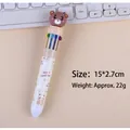 Cute multi-color retractable ballpoint pen with brown bear topper and panda pattern - Creamy Yellow Barrel Bear