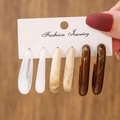 Detailed set of three acrylic C-shape hoop earrings in white, marble, and amber tones - 3 Pairs Amber Marble Set (E0267-1)