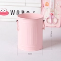 Pink minimalist metal desk organizer bucket with side handles for pencils and stationery - Girl Pink