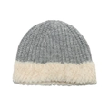 Winter women's gray knit bucket hat with warm faux fur trim and thick plush lining - M (56-58cm) / Gray