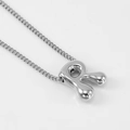 Polished silver balloon bubble letter R pendant on a delicate cuban chain necklace - Steel Letter R
