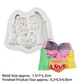Siliconen mal van cartoon paar met Love hart en gekleurde fondant decoratie voor taart - 1# Cartoon Paar met Hart / Grijs