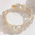 Handmade 14K gold plated wire wrapped ring with grey natural moonstone beads - Labradorite