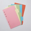 Five-color A5/A6 6-hole binder index dividers in pink, yellow, green, blue and orange - A6 Solid Color Index Dividers