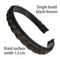 Braided headband in black-brown synthetic hair with 1.5cm width and anti-slip teeth - 1.5cm Wide / Single Braid / Black Brown