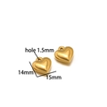 Two 18K gold plated heart charms for DIY jewelry, measuring 14mm x 15mm with 1.5mm hole - Gold Heart 12