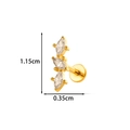 Gold G23 titanium labret stud with three marquise cut cubic zirconia gems, 1.15cm tall - Curved 3-Marquise Style (T2581-10#) / Gold