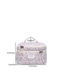 Floral makeup bag in beige canvas with pink flowers and clear dimension labels - Large / Profusion (White with Pink Green Floral)