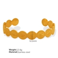 Adjustable golden stainless steel cuff bracelet with embossed starburst design - Gold (SZ62 Star Style)