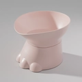 Pink cat claw design pet bowl with neck protection base and anti-slip plastic finish - Dinosaur Foot Single Bowl / Pink