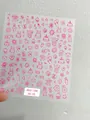 Pink cartoon rabbit and bear nail art stickers with sweet heart patterns for DIY manicure - Aha-9005 Pink Cartoon