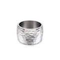 Bague large unisexe en acier inoxydable argenté avec finition martelée et texture unique - US 6 / Argent (KR82567-K)