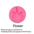 Stampo unicorno in silicone rosa per fondant, 6,8x6,8cm con motivo floreale in rilievo - Fiore / Rosa