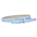 Slim light blue fashion belt for women featuring a matching rectangular pin buckle - Light Blue
