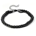 Pulsera de cadena de acero inoxidable negro con cierre de langosta y cadena ajustable - 20+5cm / Negro