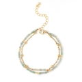 Double-layer bohemian bracelet with gold metal chain and light green natural stone beads - Light Green (B-B24071910E)