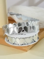 Silver metallic heart-shaped ribbon for gift wrapping and floral bouquets accessories - 2.5CM Width/9M Roll / Silver