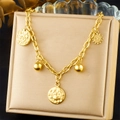 Vintage hemelse roestvrijstalen ketting met zon, maan en ster hangers aan gouden ketting - Zon Maan Ster Stijl (N3422)