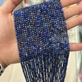 Faceted deep blue lapis lazuli round beads strands for jewelry making and DIY crafts - Grade C Lapis Lazuli 3mm