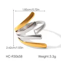 Detailed view of two-tone spiral open ring with specific dimensions and weight details - Multi-layer Spiral Sculptural Style (HC-R30658)