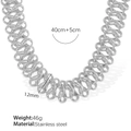 Silver stainless steel chunky chain necklace with 12mm width and 45cm length - Necklace / Silver Necklace Only (Without Bracelet)