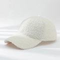 Minimalist white faux lamb wool teddy fleece baseball cap for autumn and winter outfits - M (56-58cm) / White