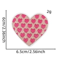 Pink heart embroidery patch dimensions 6.5cm x 6cm showing size and weight details - Style 14 (Pink Beige Heart)