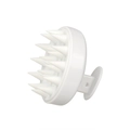 White scalp massage brush with soft silicone bristles and easy-grip ergonomic handle - Full White with Round Hole