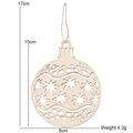 Hollowed wood Christmas ball ornament with snowflake pattern, 10x8cm size - Christmas Ball C