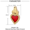 Dimensions du pendentif Sacré-Cœur en acier doré avec émail rouge et cristaux brillants - VG780-Sacré-Cœur Doré Flamme