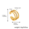 Macro detail of triple band gold plated stainless steel ear cuff with zircon inlay - Triple Layer Zirconia Ear Cuff (F421) / Gold