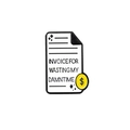 Detail of Enamel Pin shaped as an invoice with sarcasm text and yellow dollar sign - Invoice For Wasting My Time