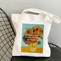 Van Gogh Sonnenblumen Stofftasche aus Leinwand mit Zitat auf einem Metallstuhl - Sonnenblumen (STD525-C)